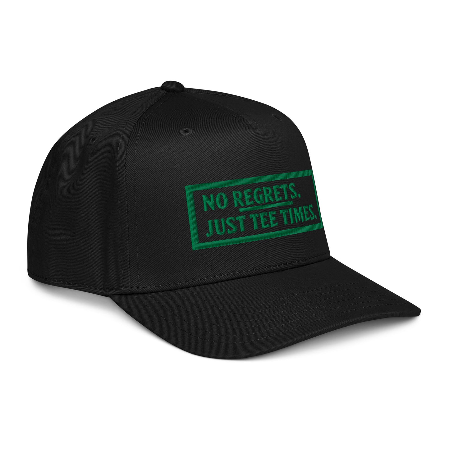 No Regrets | Green Text | 5 Panel Cap