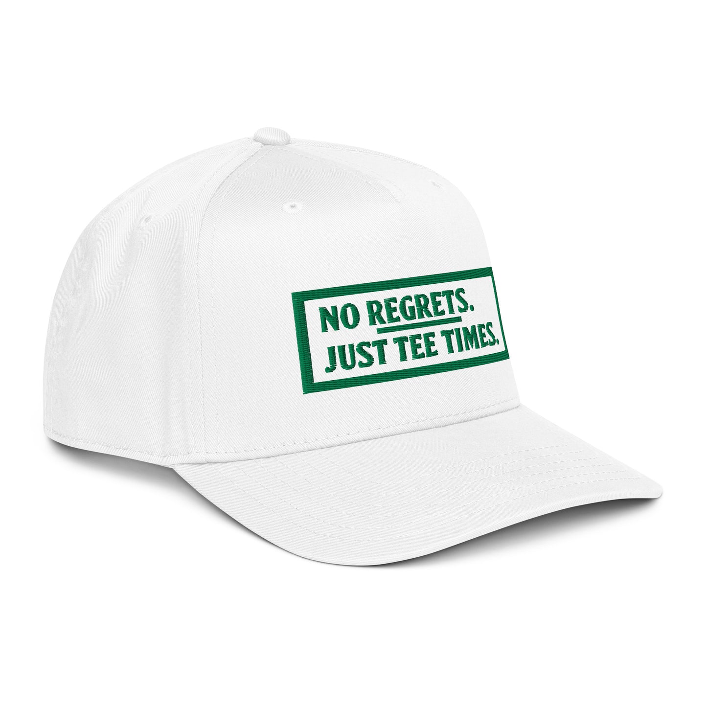 No Regrets | Green Text | 5 Panel Cap
