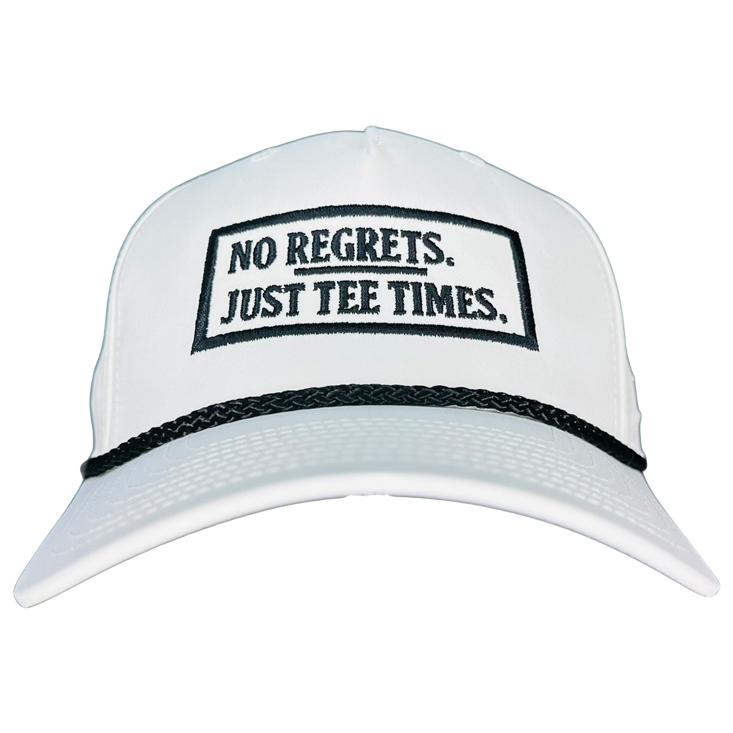 No Regrets | Black Text | Classic Rope Cap