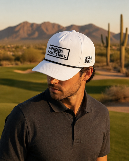 No Regrets | Black Text | Classic Rope Cap