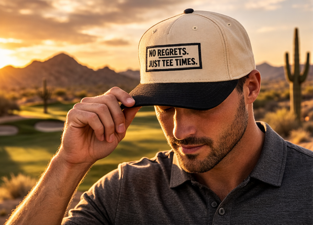 No Regrets | Black Text | 5 Panel Cap