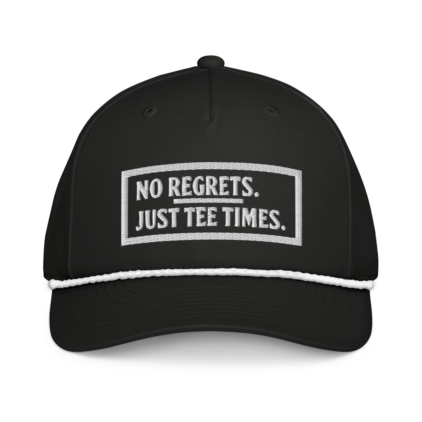 No Regrets | White Text | Classic Rope Cap